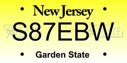 S87EBW New Jersey License Plate