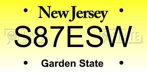 S87ESW New Jersey License Plate