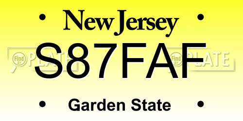 S87FAF New Jersey License Plate