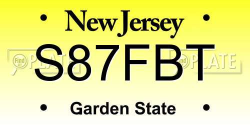 S87FBT New Jersey License Plate