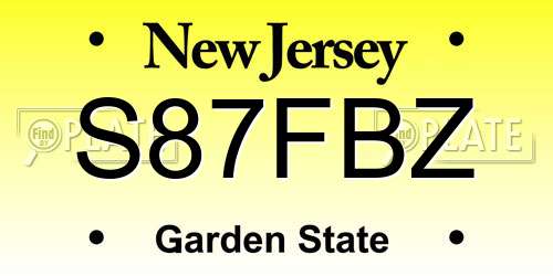S87FBZ New Jersey License Plate