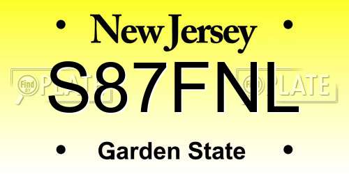 S87FNL New Jersey License Plate