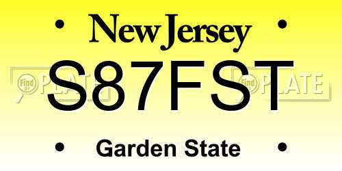 S87FST New Jersey License Plate