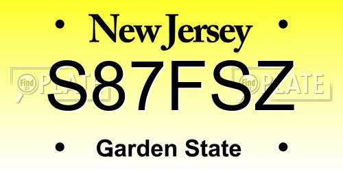 S87FSZ New Jersey License Plate