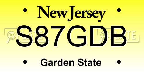 S87GDB New Jersey License Plate
