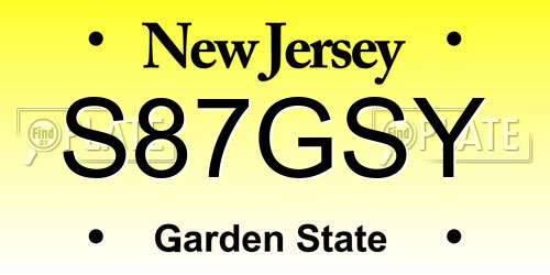 S87GSY New Jersey License Plate