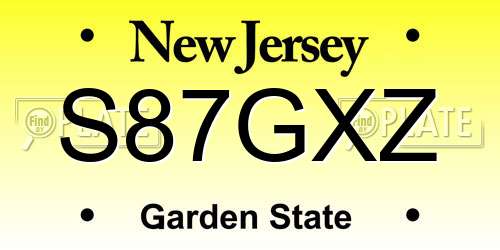 S87GXZ New Jersey License Plate