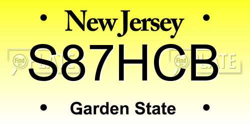 S87HCB New Jersey License Plate