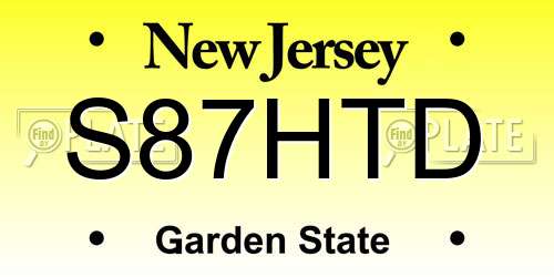 S87HTD New Jersey License Plate