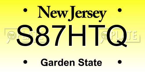S87HTQ New Jersey License Plate
