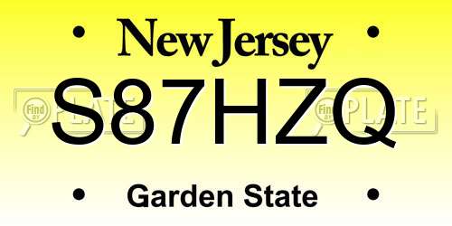 S87HZQ New Jersey License Plate