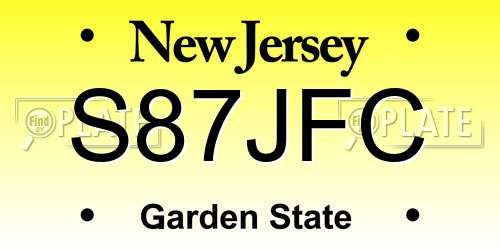 S87JFC New Jersey License Plate