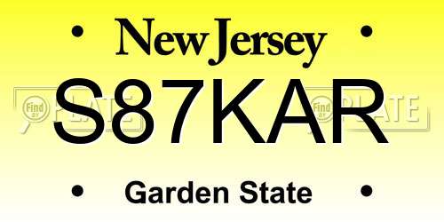 S87KAR New Jersey License Plate