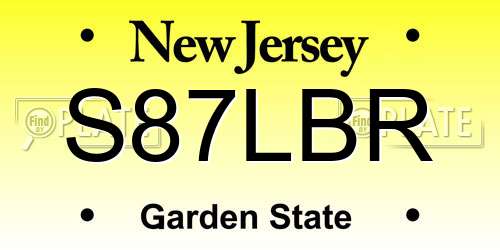 S87LBR New Jersey License Plate