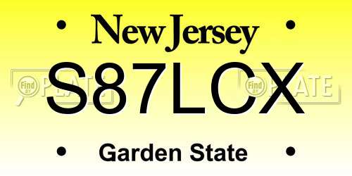 S87LCX New Jersey License Plate
