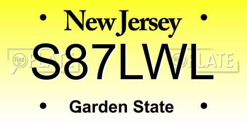 S87LWL New Jersey License Plate