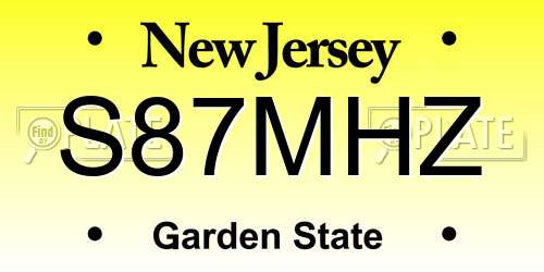 S87MHZ New Jersey License Plate