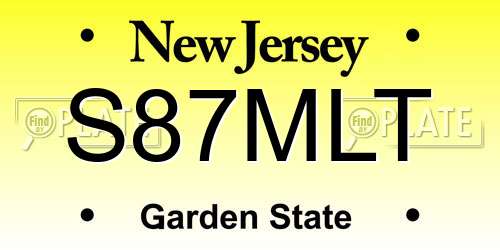 S87MLT New Jersey License Plate