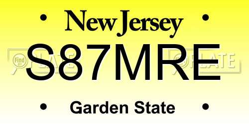 S87MRE New Jersey License Plate