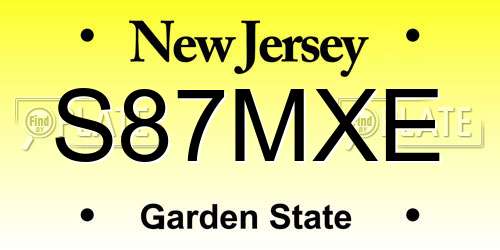 S87MXE New Jersey License Plate