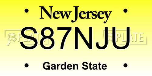 S87NJU New Jersey License Plate