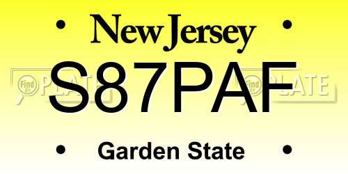S87PAF New Jersey License Plate