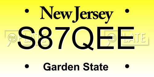 S87QEE New Jersey License Plate