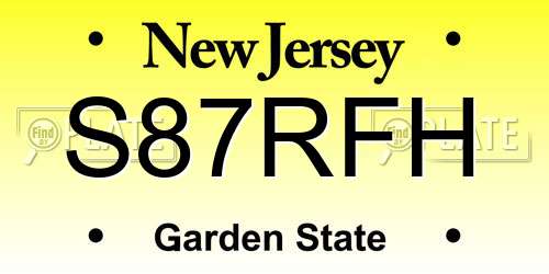 S87RFH New Jersey License Plate