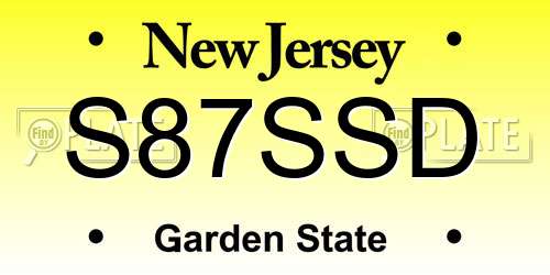 S87SSD New Jersey License Plate