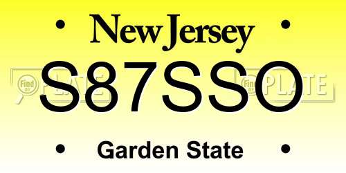 S87SSO New Jersey License Plate