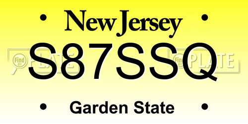 S87SSQ New Jersey License Plate