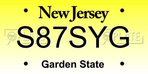 S87SYG New Jersey License Plate