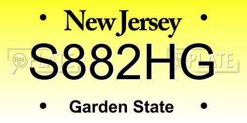 S882HG New Jersey License Plate