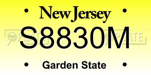 S8830M New Jersey License Plate