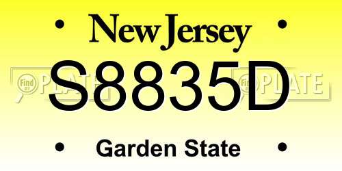 S8835D New Jersey License Plate
