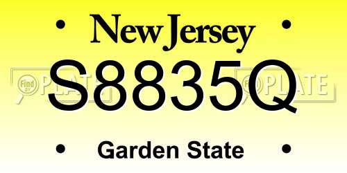 S8835Q New Jersey License Plate