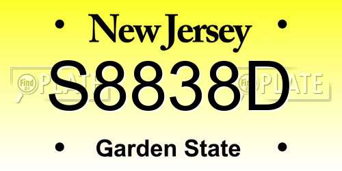 S8838D New Jersey License Plate