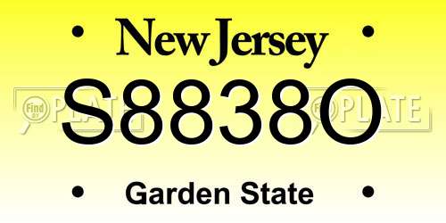 S8838O New Jersey License Plate