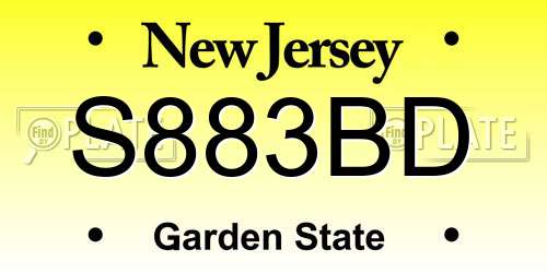 S883BD New Jersey License Plate