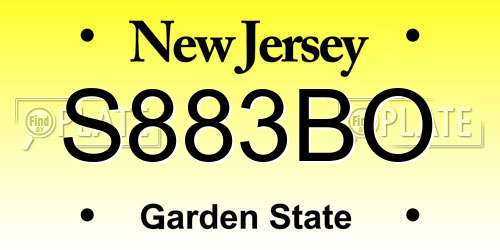 S883BO New Jersey License Plate