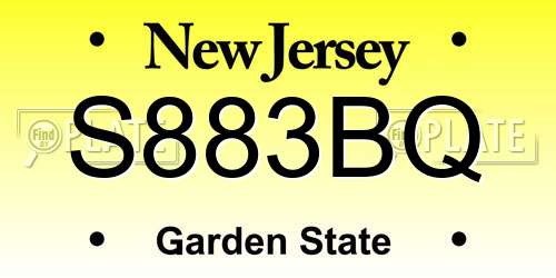 S883BQ New Jersey License Plate