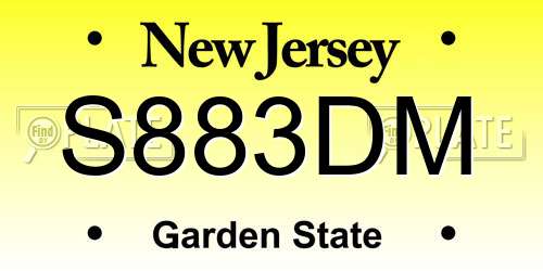 S883DM New Jersey License Plate