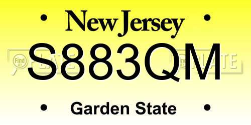 S883QM New Jersey License Plate