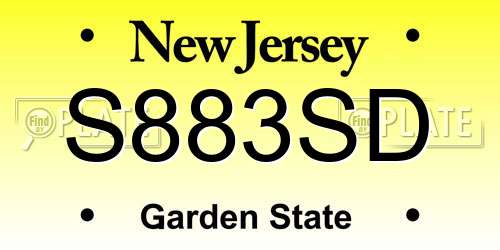 S883SD New Jersey License Plate