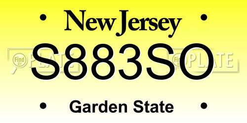 S883SO New Jersey License Plate