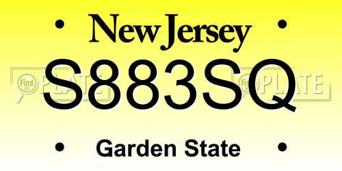 S883SQ New Jersey License Plate