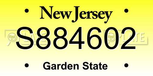 S884602 New Jersey License Plate