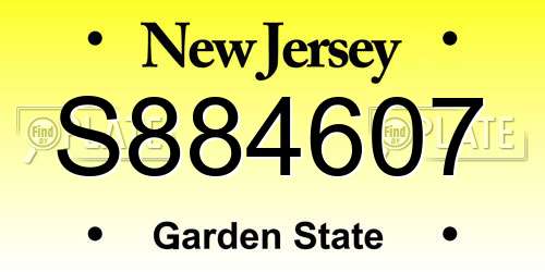 S884607 New Jersey License Plate