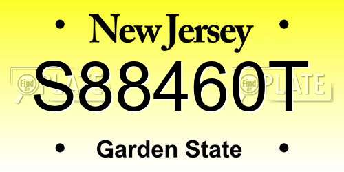 S88460T New Jersey License Plate