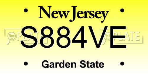 S884VE New Jersey License Plate